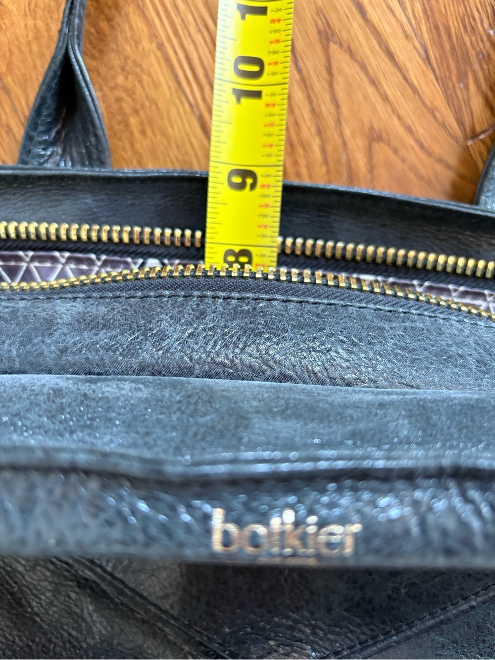 Botkier Black Leather Trigger Moto Bag Studded Zipper Gold Hardware Medium - Picture 9 of 14